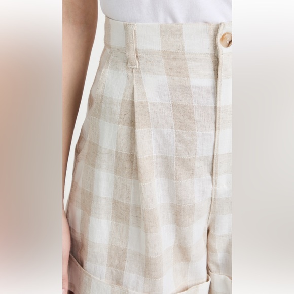 Madewell Linen-blend Pleated Cuff Shorts: Undyed plaid - Picture 6 of 6